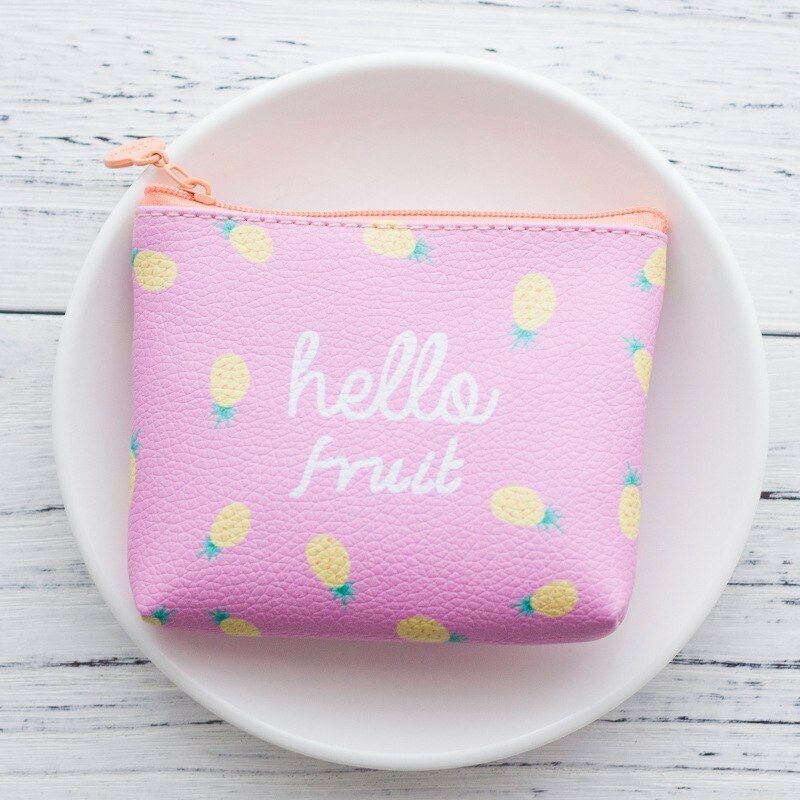 Lady Fruits Pouch Bag Small Wallet PU Leather Women's Cash Money Card Coin Purse