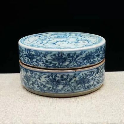 Exquisite Chinese Porcelain Blue and White Porcelain Figure Pattern Ink Box