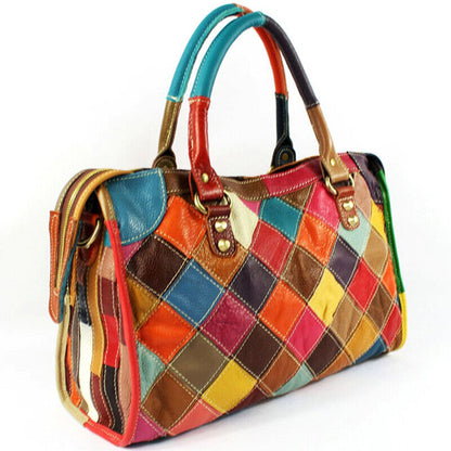 Designer Women's Genuine Leather Multi-color Handbag Satchel Tote Shoulder Bags