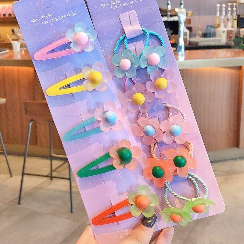 Hair Bands 10/20 Pcs/Bag Shiny Flowers Baby Scrunchies Rubber Kids Accessories