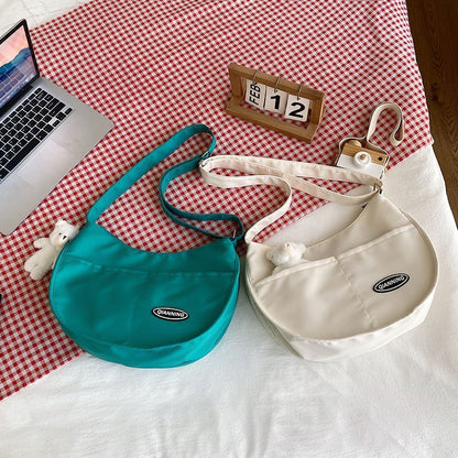 Large Bag Nylon Crossbody Bag Dumpling Bags Solid Color Shoulder Purse Acrylic