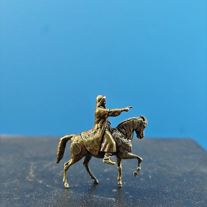 1.1 inch Solid Brass Vintage Genghis Khan Small Statue Rockery Bonsai Ornaments