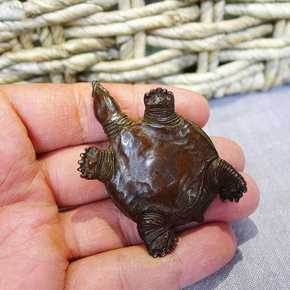 Antique Bronze Soft-shelled Turtle Statue TeaPet Handmade Copper Figurines Decor
