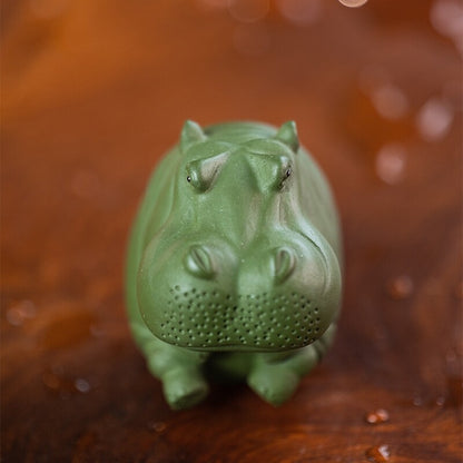 Hippo Statue Small Size Yixing Zisha Tea Pet Table Decoration Handmade Artware