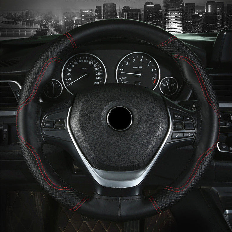 1X Braid Car Steering Wheel Covers Cowhide Genuine Leather Auto Accessories