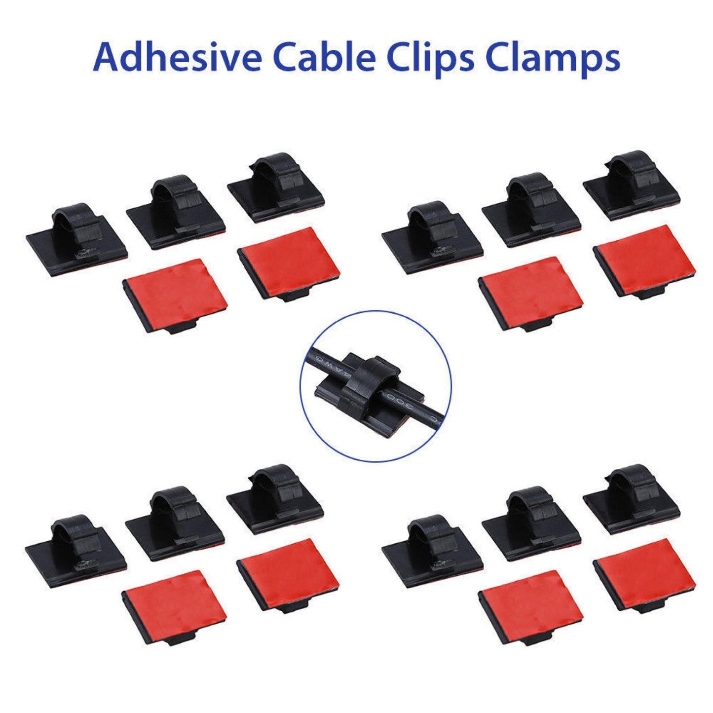 20 Pack Self-Adhesive Wire Tie Cable Clamp Clip Holder For Car Dash Camera E