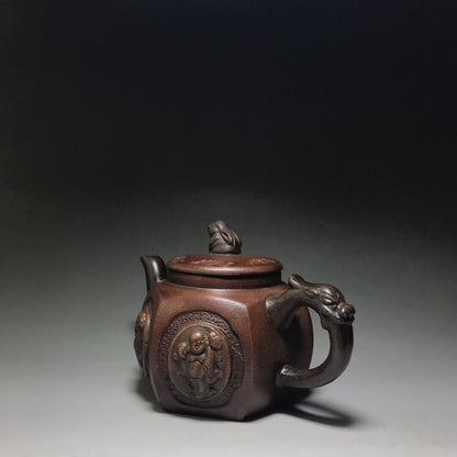 Chinese Yixing Zisha Clay Handmade Exquisite Teapot（六方来福 底款：时大彬）