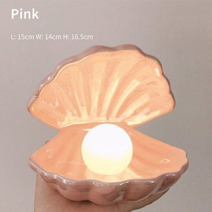 Nordic Ceramic Shell Pearl Lamp Romantic Creative Night Light for Bedroom