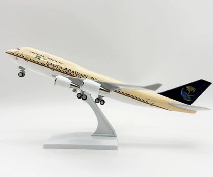 30CM SAUDI ARABIAN BOEING 747-400 Airplane Landing Gear Resin Aircraft Model