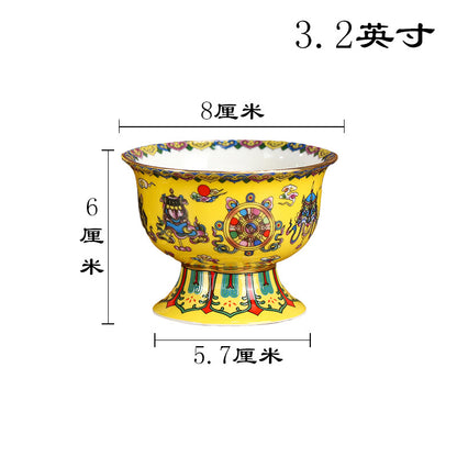 1pc 2.3in Ceramic Water Supply Cup Eight Auspicious Buddha Cups Buddha Hall Bowl