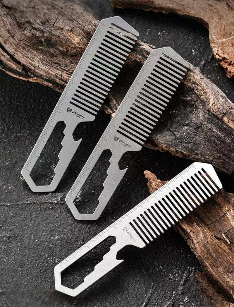 Titanium Hair Beared Comb Anti Static Pocket Multi Tool Bottle Opener Wrench EDC