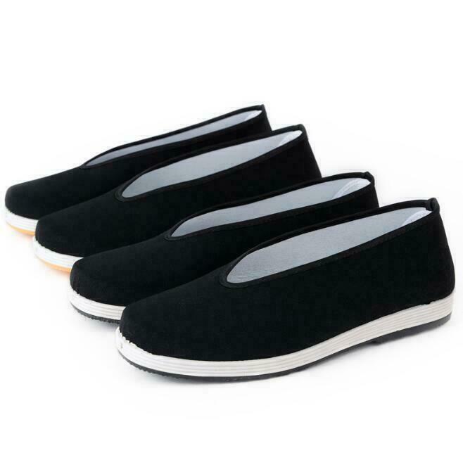 Retro Mens Chinese style Martial Art Kung Fu Cloth Shoes Tai Chi Casual Shoes @