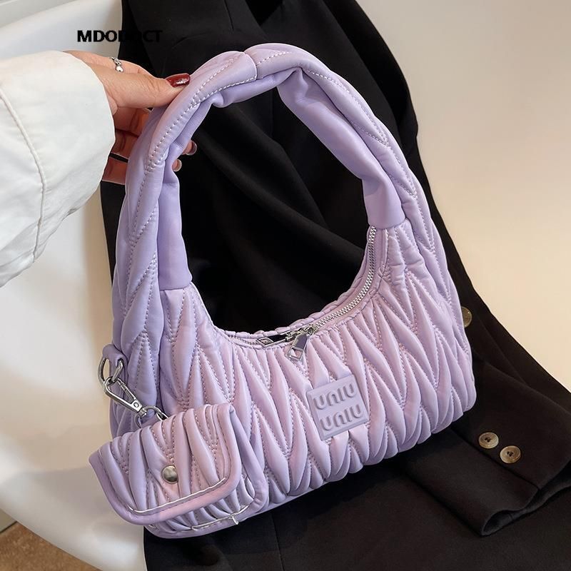 Pleated Shoulder Bag Purses Tote Bags Branded Synthetic Leather Purse Handbags