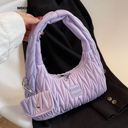 Pleated Shoulder Bag Purses Tote Bags Branded Synthetic Leather Purse Handbags