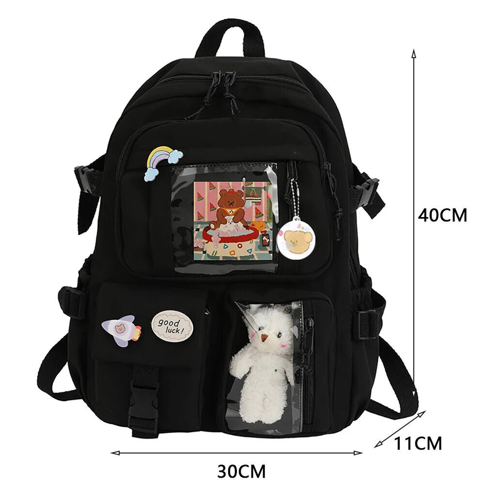 Students School Bags Canvas Backpack Patchwork Women