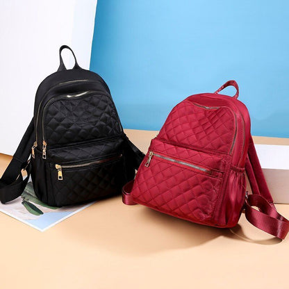 Leather Plaid Backpacks Multi Layer Zipper Fashion Shoulder Traveling School Bag
