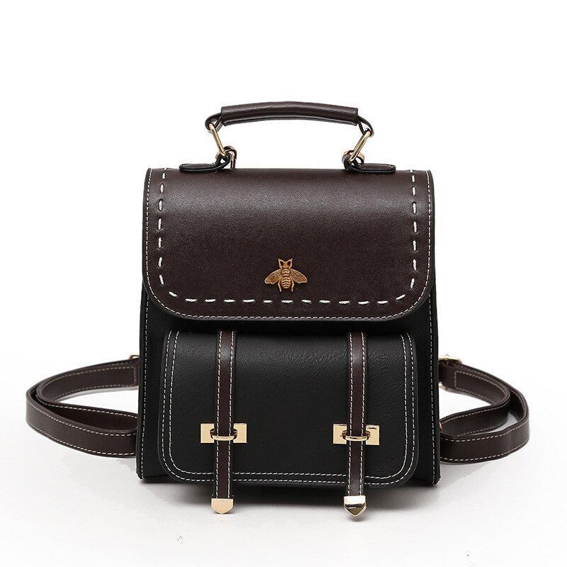 Women Backpack School College Bags Vintage Synthetic Leather 21*20*10 CM Green