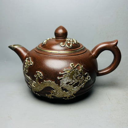 Vintage Chinese Yixing Purple Clay Teapot Zisha Ceremony Dragon Tea Set Collect