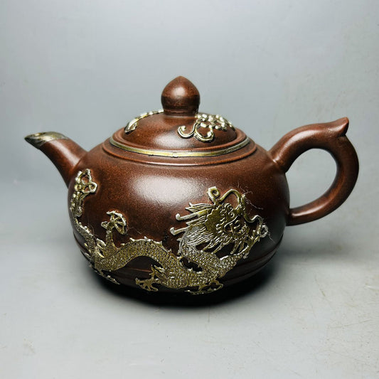 Vintage Chinese Yixing Purple Clay Teapot Zisha Ceremony Dragon Tea Set Collect