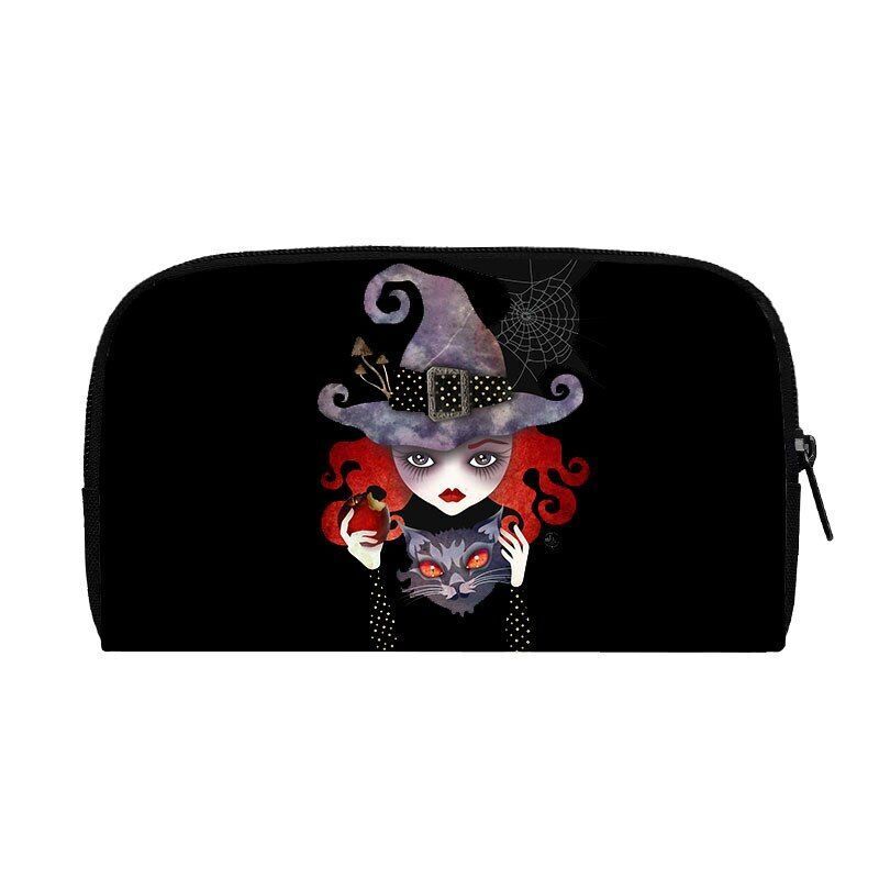 Cute Black Witch Wallet Money Bags Skull Gothic Purses Credit Card Phone Holder