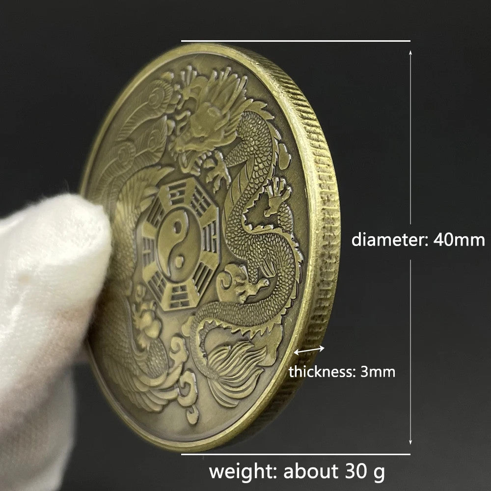 Chinese Dragon Phoenix Commemorative Coin Taiji Eight Diagram Collection Coin