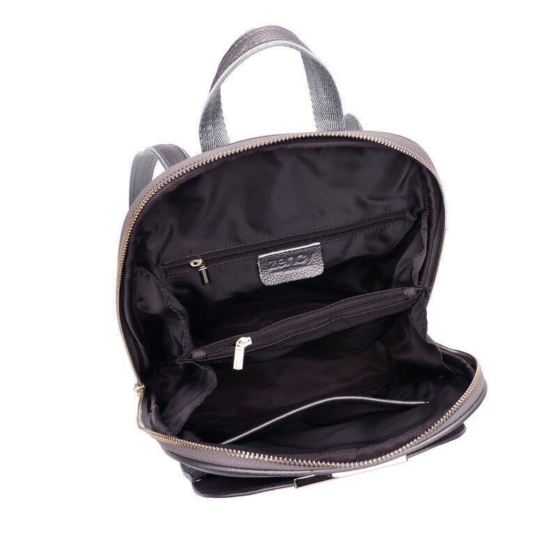 Genuine Cow Leather Everyday White Silver Backpack Book Bags 25x32x11CM Red/Blue