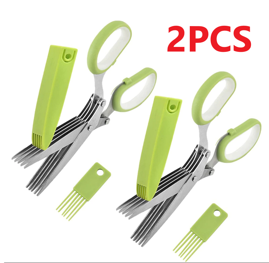 Herb Scissors Set with 5 Blades and Cover - Multipurpose Kitchen Chopping Shear