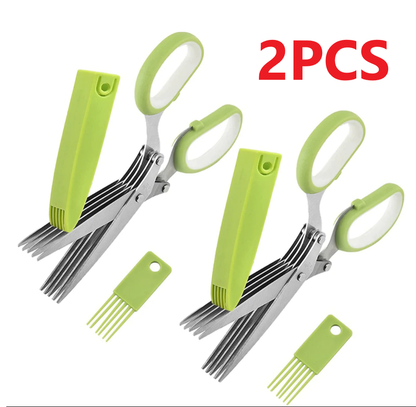 Herb Scissors Set with 5 Blades and Cover - Multipurpose Kitchen Chopping Shear