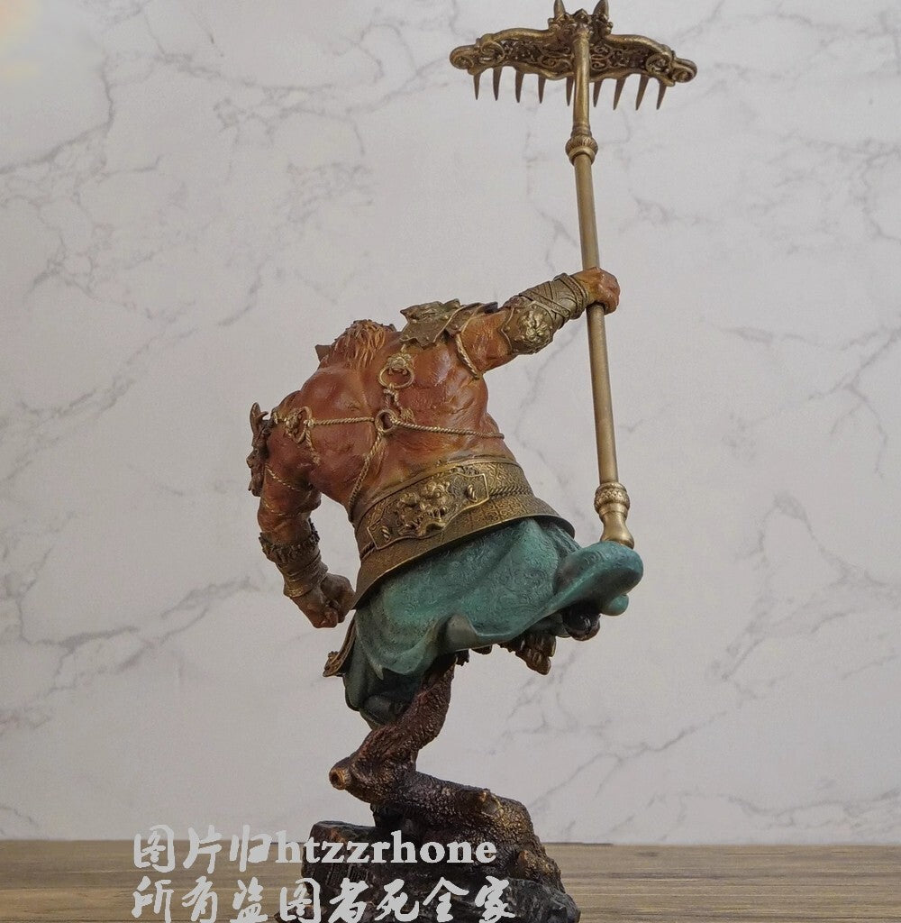 12.5" Brass Pigsy Statue Marshal Tianpeng Figure Sculpture Artwork Collection