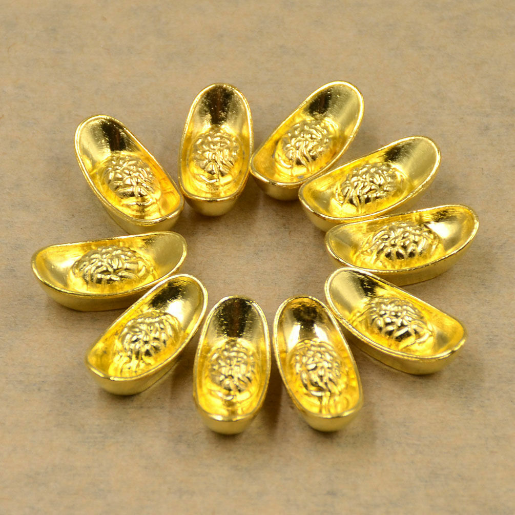 HOT 10Pcs! Gold Ingots, Feng Shui, Yuanbao, Shengcai Kaiyun Collection Toy Gift