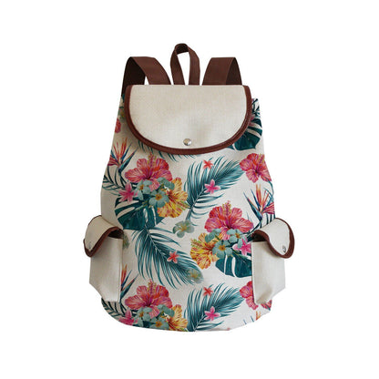 Vintage Drawstring Backpacks Large Practical Portable Linen Shoulders Bags 1 PC