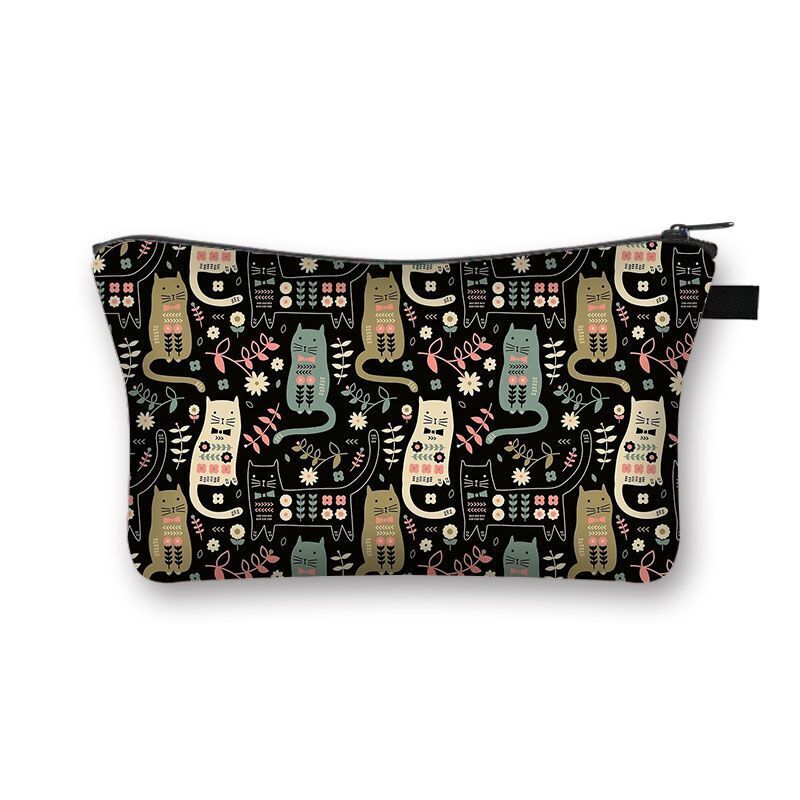 Cute Cat Print Cosmetic Case Makeup Bags Cosmetic Bags Travel Storage Organizers