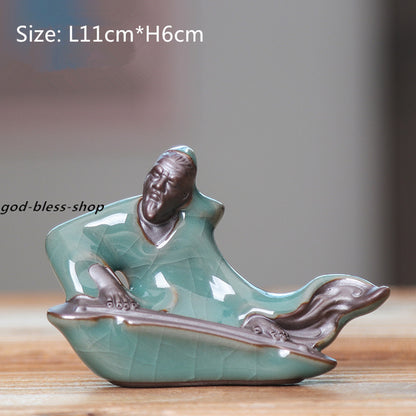 Porcelain Tea Pet Small Home Decoration Crackle Glaze Geyao China Tea Play New
