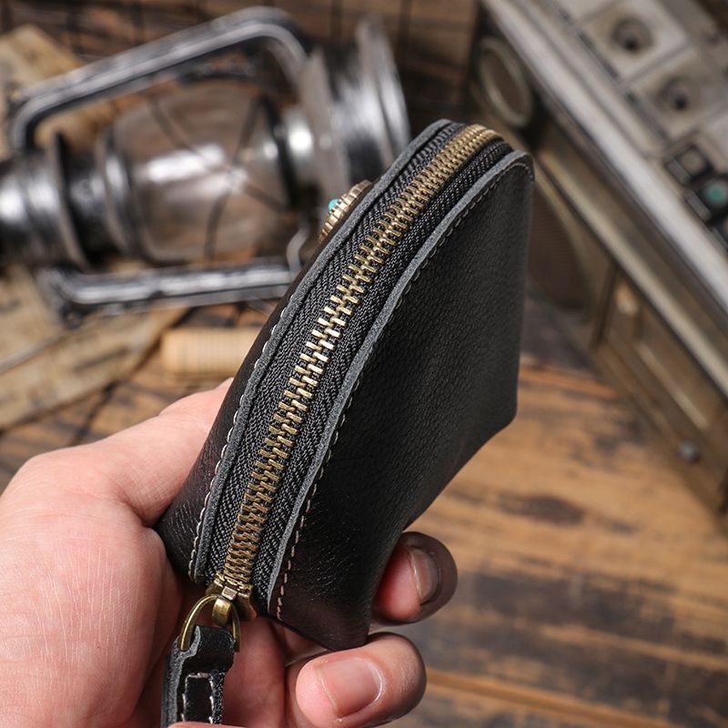 Genuine Leather Coin Purse Short Wallet Key Holder Small Money Pouch Zipper Bags