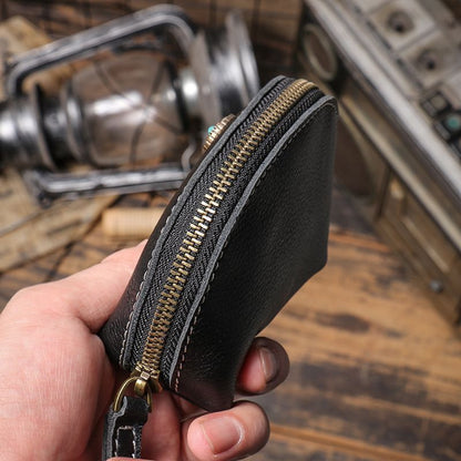 Genuine Leather Coin Purse Short Wallet Key Holder Small Money Pouch Zipper Bags