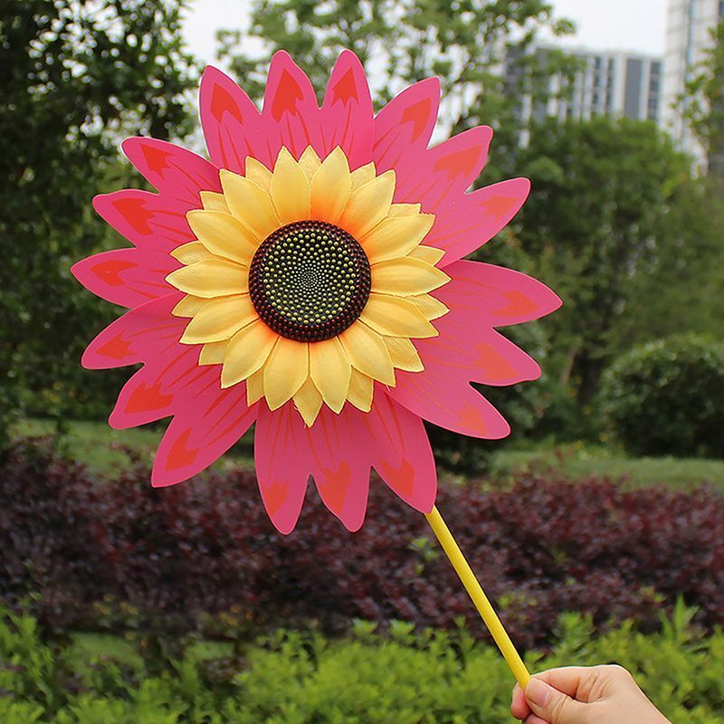 Sunflower Windmills Colorful Wind Turbines Lawn Garden Party Decorations 28x29cm