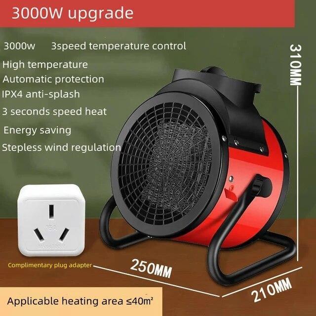 2000/3000W Portable Electric S Heater Garage Hot Air Fan for Indoor Large Room