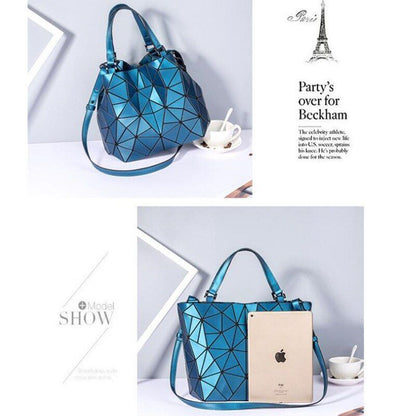 Hologram Bag Frosted Matte Crossbody Purse Bucket Bag Geometric Shoulder Handbag