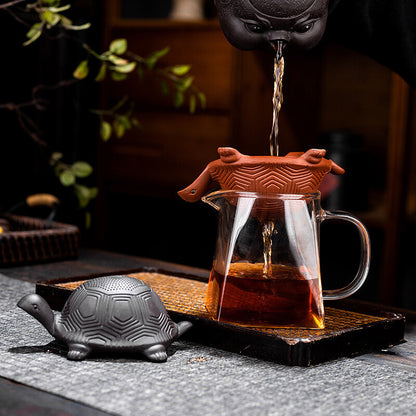 Tea Strainer Yixing Zisha Purple Clay Filter Net Turtle Design Tea Pet Lovely