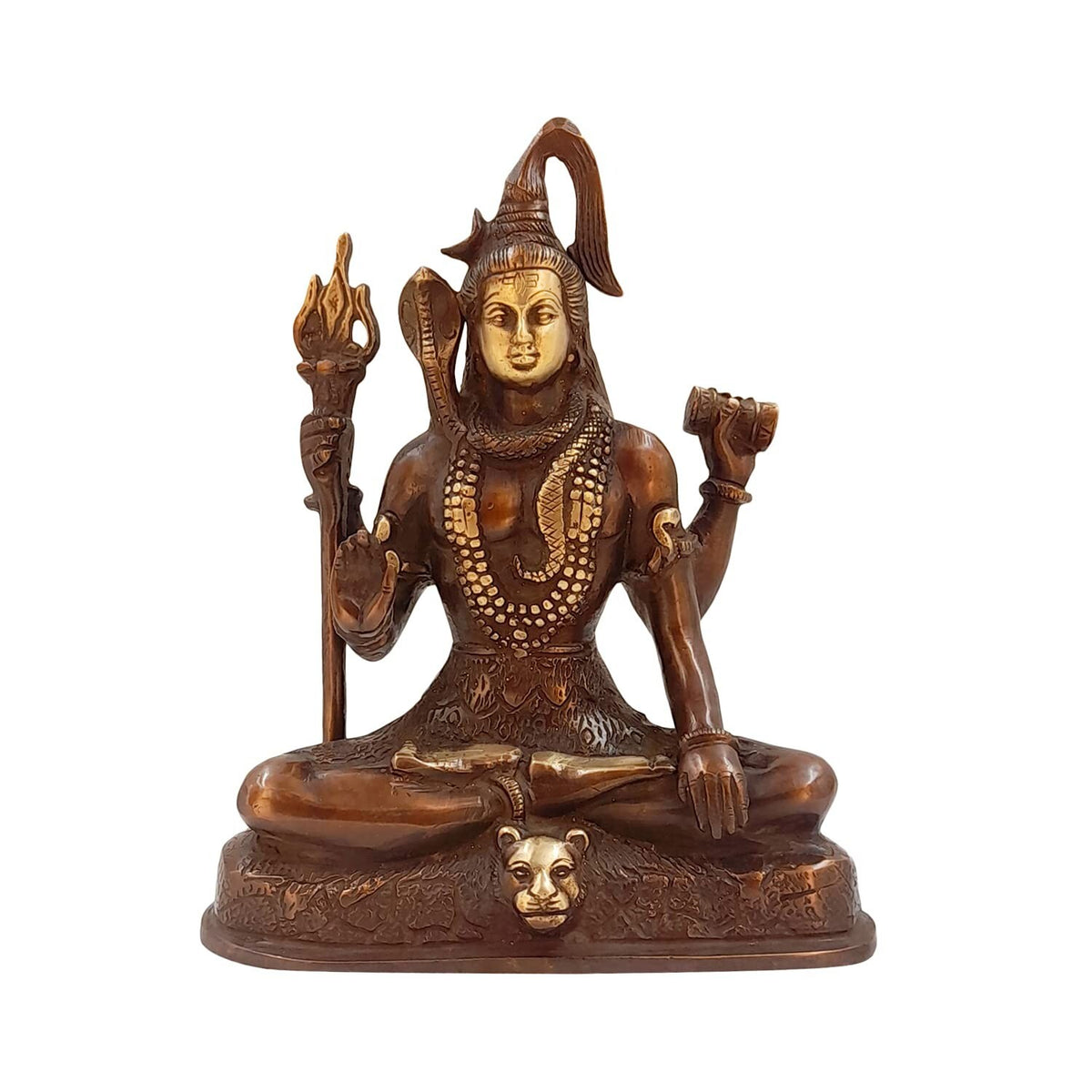 Hindu God Lord Brass Shiva Shiv Sitting with Trishul Idol Statute Figurine