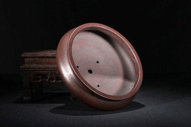 5" Chinese Yixing Zisha Classical Round Potted Shohin Desks Plant Pot