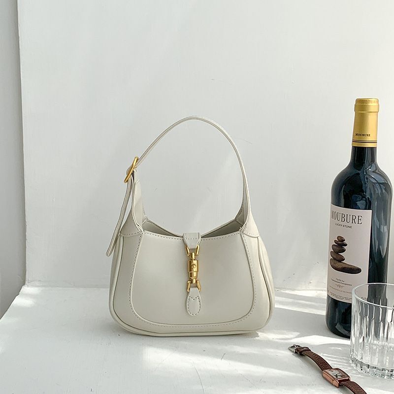 Retro Women Lock Hobo Bags Crossbody Shoulder Bag Niche Black White Pink Handbag
