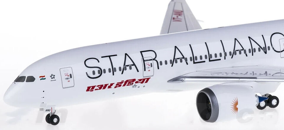 1:200 28CM Hogan AIR INDIA STAR ALLIANCE BOEING 787-8 Airplane ABS Plastic Model