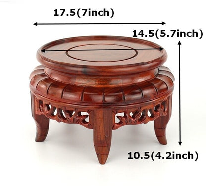 Rosewood Legged Round Display Rack Fishbowl Stand Bonsai Statue Vase Base
