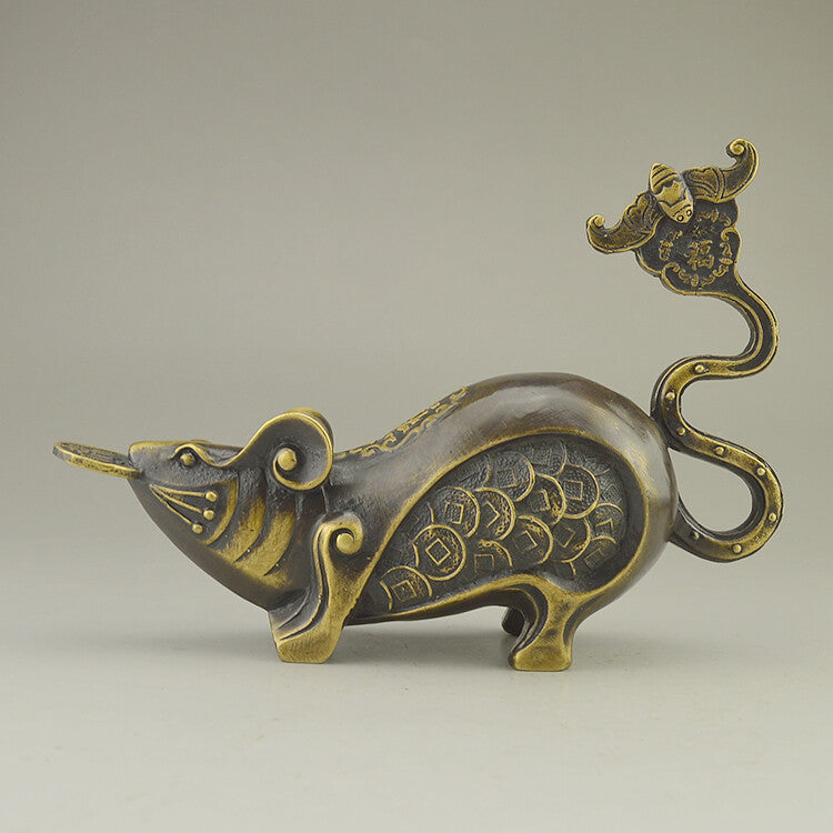 Chinese Bronze Lovely Mouse Statue Figure Collectable Home Onament Decoration
