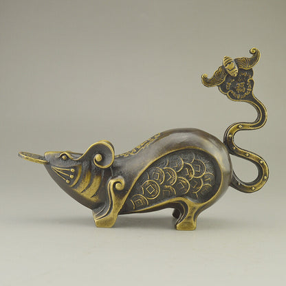 Chinese Bronze Lovely Mouse Statue Figure Collectable Home Onament Decoration