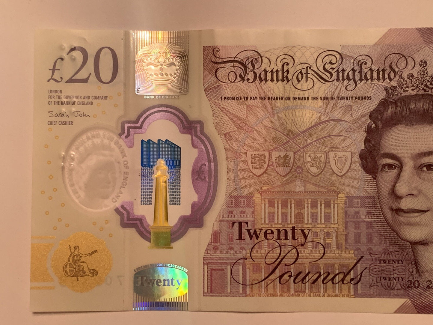 Great Britain Bank of England 20 Pound REAL Note United Kingdom Queen Elizabeth