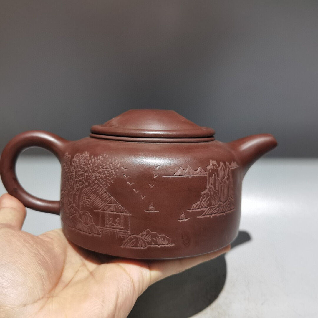 Chinese Yixing Zisha Clay Handmade Exquisite Teapot（牛盖石瓢壶 底款：顾景舟）