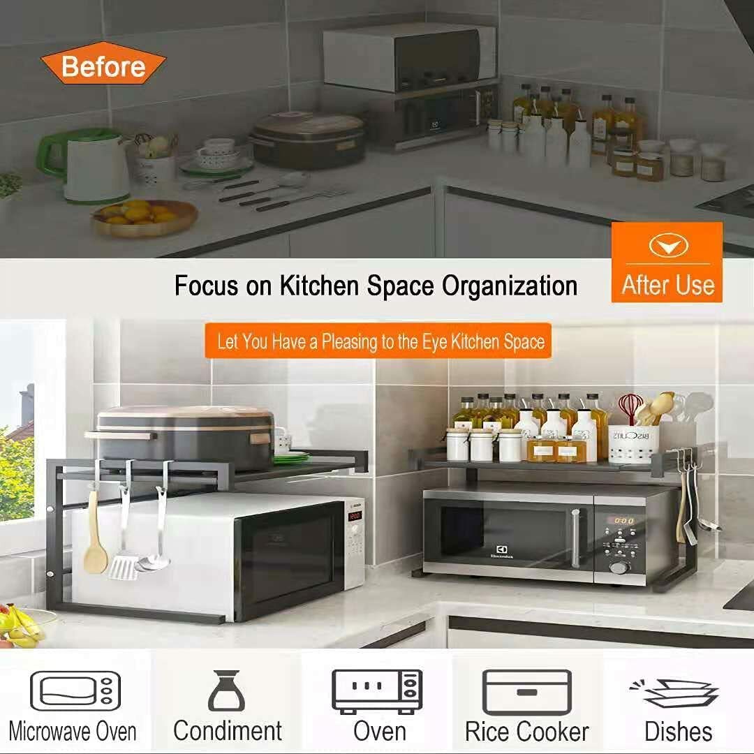 Kitchen Microwave Oven Metal Shelf Rack Adjustable Stand Organizer Storage AU