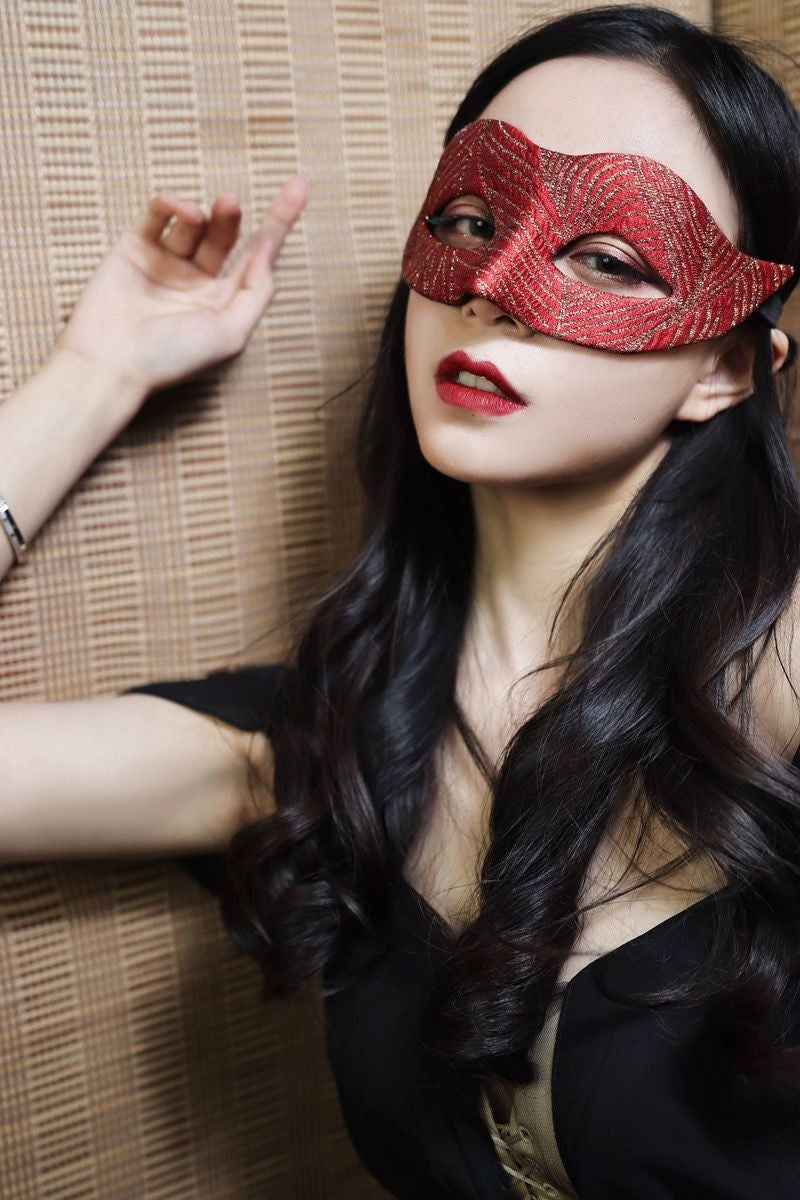 Red Swallowtail Butterfly Half Mask for Women Handmade Party Costume